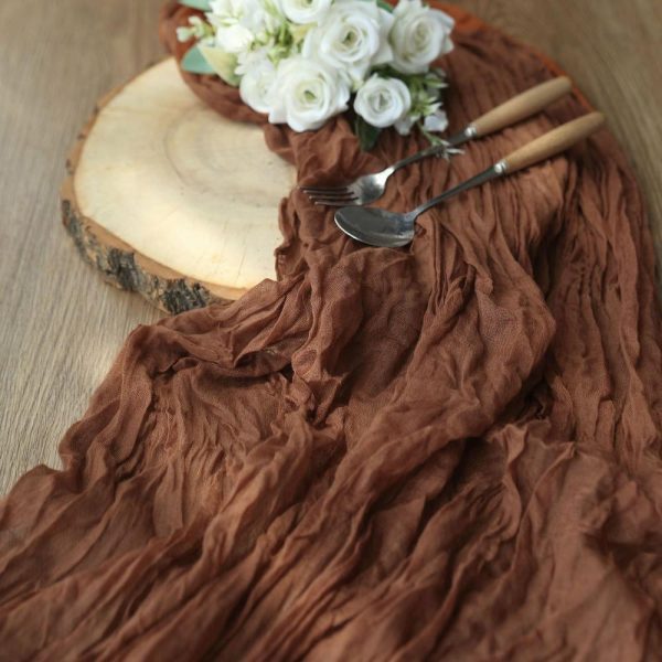 Chiffon & Cheesecloth Runners |  10ft Cinnamon Brown Gauze Cheesecloth Boho Table Runner