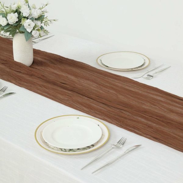 Chiffon & Cheesecloth Runners |  10ft Cinnamon Brown Gauze Cheesecloth Boho Table Runner