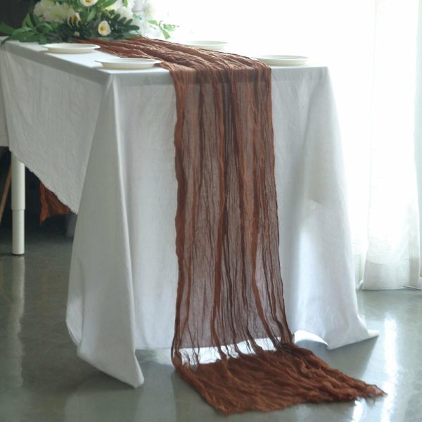 Chiffon & Cheesecloth Runners |  10ft Cinnamon Brown Gauze Cheesecloth Boho Table Runner