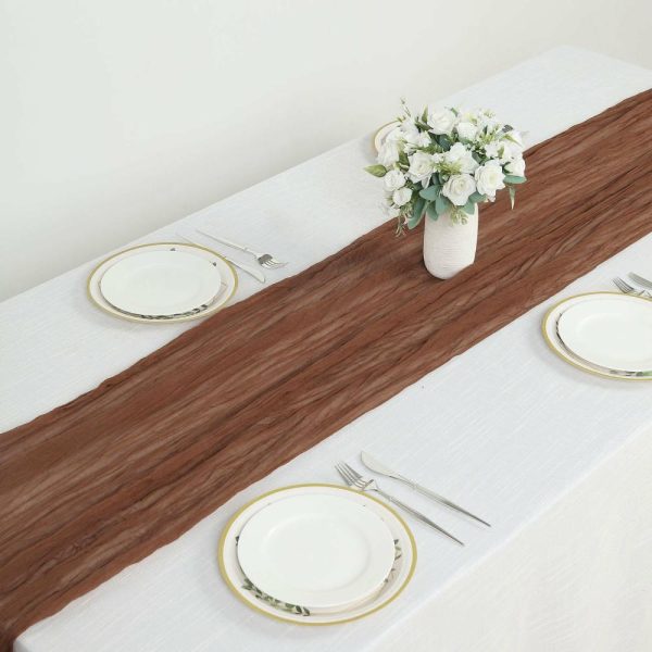 Chiffon & Cheesecloth Runners |  10ft Cinnamon Brown Gauze Cheesecloth Boho Table Runner