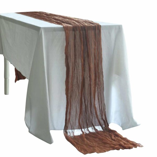 Chiffon & Cheesecloth Runners |  10ft Cinnamon Brown Gauze Cheesecloth Boho Table Runner