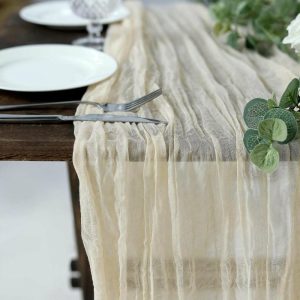 Chiffon & Cheesecloth Runners |  10ft Cream Gauze Cheesecloth Boho Table Runner