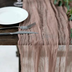 Chiffon & Cheesecloth Runners |  10ft Dusty Rose Gauze Cheesecloth Boho Table Runner