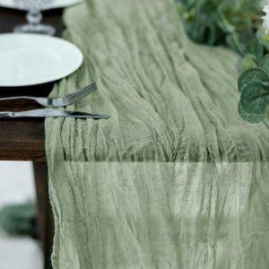 Chiffon & Cheesecloth Runners |  10ft Dusty Sage Green Gauze Cheesecloth Boho Table Runner