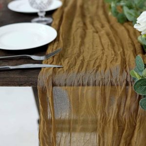 Chiffon & Cheesecloth Runners |  10ft Gold Gauze Cheesecloth Boho Table Runner