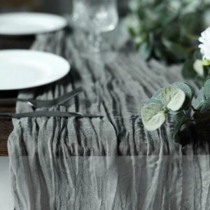 Chiffon & Cheesecloth Runners |  10ft Gray Gauze Cheesecloth Boho Table Runner