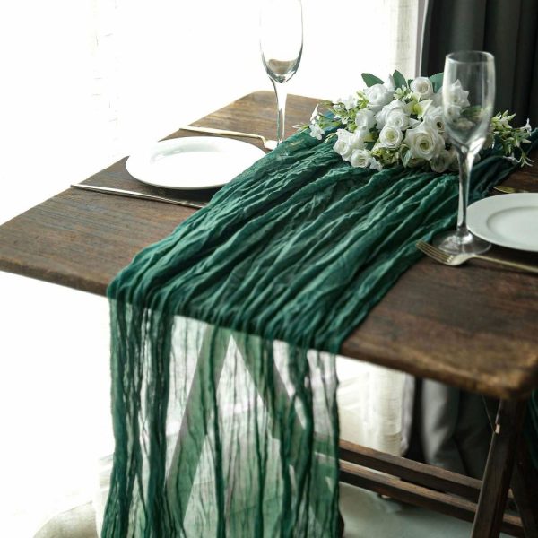 Chiffon & Cheesecloth Runners |  10ft Hunter Emerald Green Gauze Cheesecloth Boho Table Runner