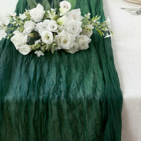 Chiffon & Cheesecloth Runners |  10ft Hunter Emerald Green Gauze Cheesecloth Boho Table Runner