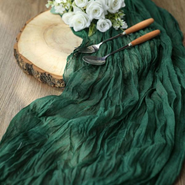 Chiffon & Cheesecloth Runners |  10ft Hunter Emerald Green Gauze Cheesecloth Boho Table Runner