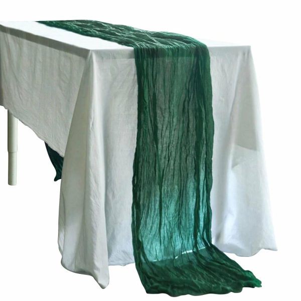 Chiffon & Cheesecloth Runners |  10ft Hunter Emerald Green Gauze Cheesecloth Boho Table Runner