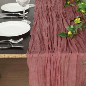 Chiffon & Cheesecloth Runners |  10ft Mauve Cinnamon Rose Gauze Cheesecloth Boho Table Runner