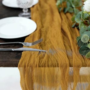 Chiffon & Cheesecloth Runners |  10ft Mustard Yellow Gauze Cheesecloth Boho Table Runner