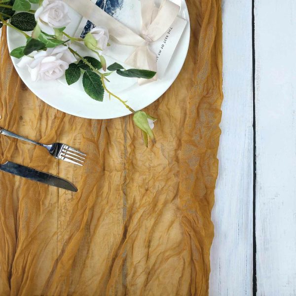 Chiffon & Cheesecloth Runners |  10ft Mustard Yellow Gauze Cheesecloth Boho Table Runner