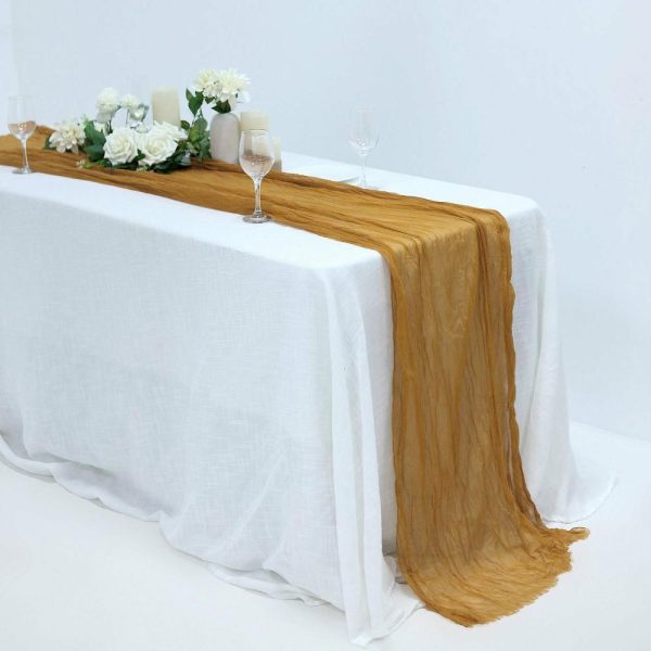 Chiffon & Cheesecloth Runners |  10ft Mustard Yellow Gauze Cheesecloth Boho Table Runner