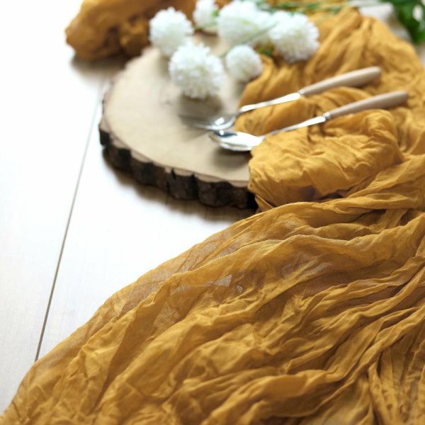 Chiffon & Cheesecloth Runners |  10ft Mustard Yellow Gauze Cheesecloth Boho Table Runner