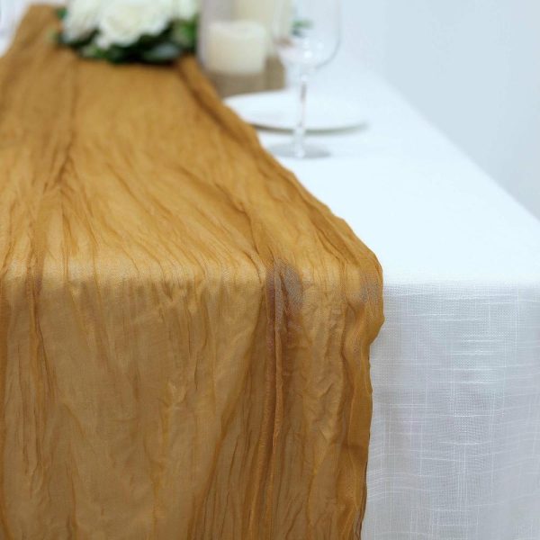 Chiffon & Cheesecloth Runners |  10ft Mustard Yellow Gauze Cheesecloth Boho Table Runner