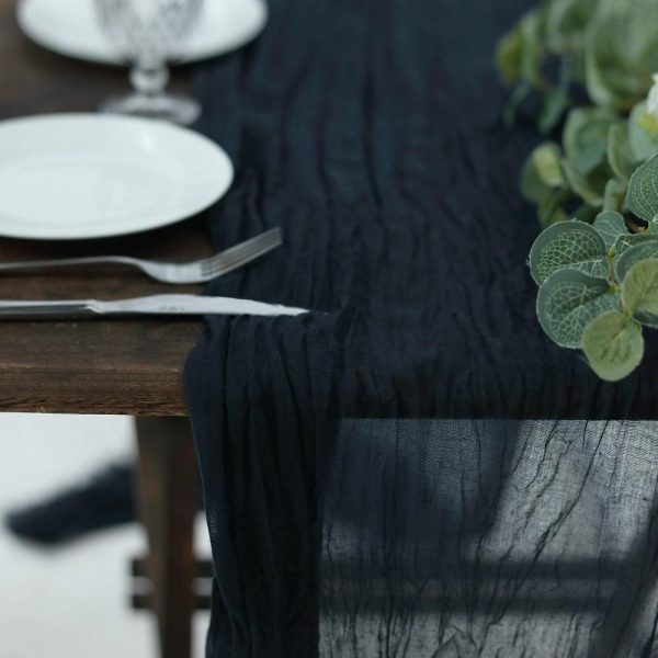 Chiffon & Cheesecloth Runners |  10ft Navy Blue Gauze Cheesecloth Boho Table Runner