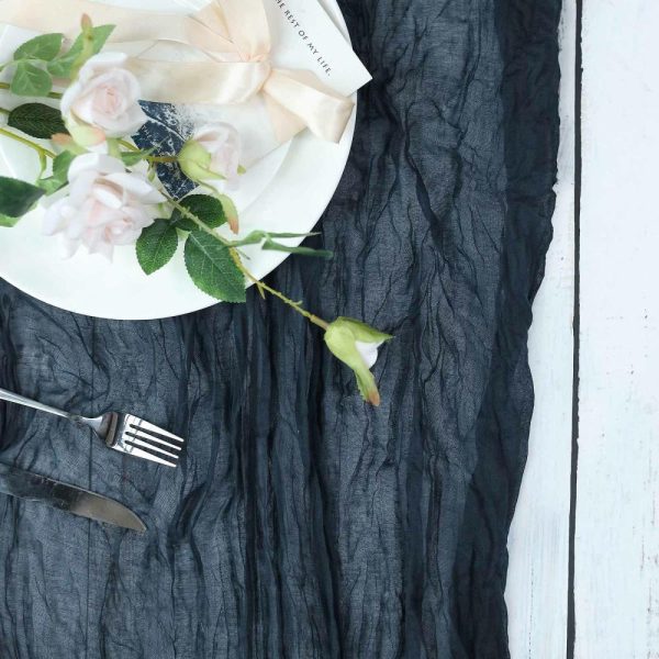 Chiffon & Cheesecloth Runners |  10ft Navy Blue Gauze Cheesecloth Boho Table Runner