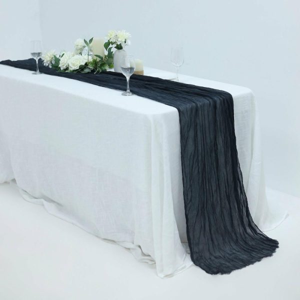 Chiffon & Cheesecloth Runners |  10ft Navy Blue Gauze Cheesecloth Boho Table Runner