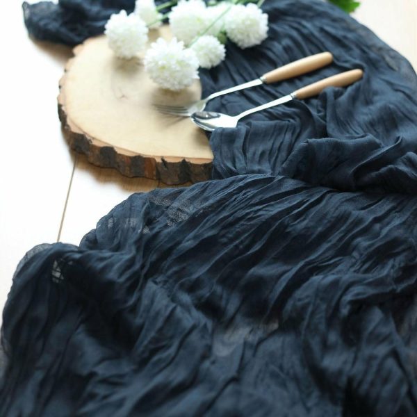 Chiffon & Cheesecloth Runners |  10ft Navy Blue Gauze Cheesecloth Boho Table Runner