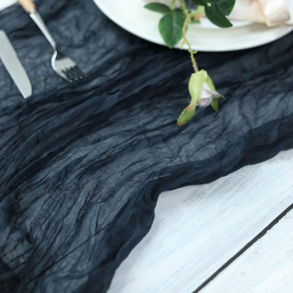 Chiffon & Cheesecloth Runners |  10ft Navy Blue Gauze Cheesecloth Boho Table Runner