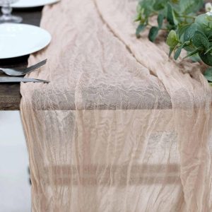 Chiffon & Cheesecloth Runners |  10ft Nude Beige Gauze Cheesecloth Boho Table Runner