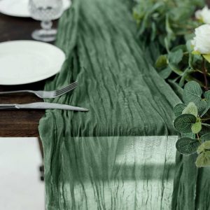 Chiffon & Cheesecloth Runners |  10ft Olive Green Gauze Cheesecloth Boho Table Runner