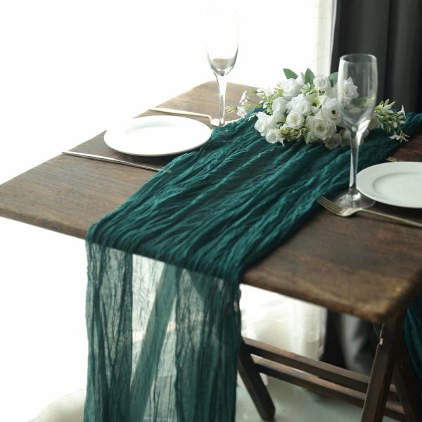 Chiffon & Cheesecloth Runners |  10ft Peacock Teal Gauze Cheesecloth Boho Table Runner