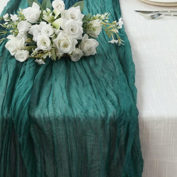 Chiffon & Cheesecloth Runners |  10ft Peacock Teal Gauze Cheesecloth Boho Table Runner