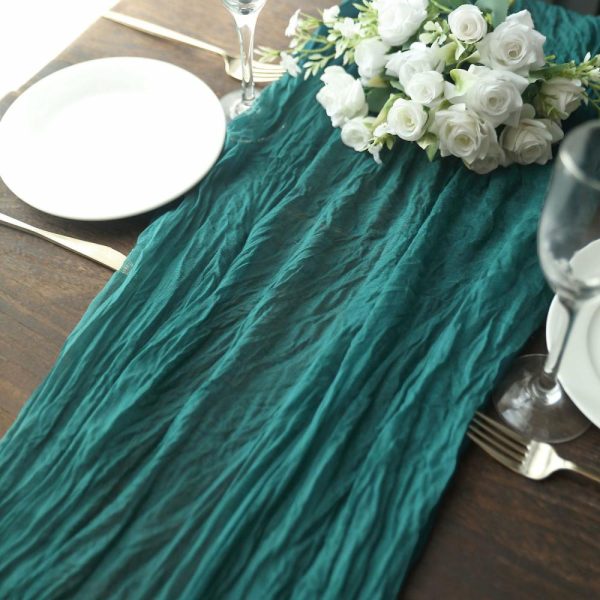 Chiffon & Cheesecloth Runners |  10ft Peacock Teal Gauze Cheesecloth Boho Table Runner