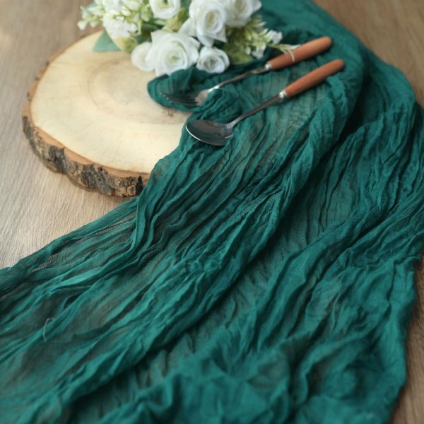 Chiffon & Cheesecloth Runners |  10ft Peacock Teal Gauze Cheesecloth Boho Table Runner