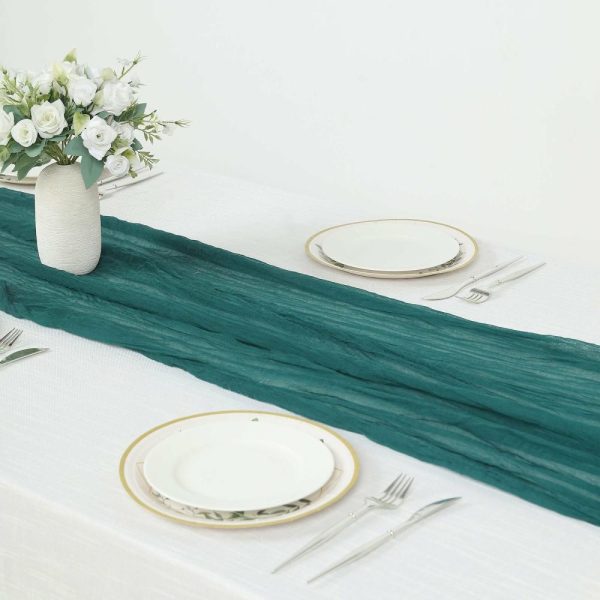 Chiffon & Cheesecloth Runners |  10ft Peacock Teal Gauze Cheesecloth Boho Table Runner