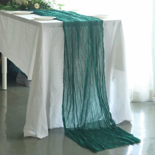 Chiffon & Cheesecloth Runners |  10ft Peacock Teal Gauze Cheesecloth Boho Table Runner