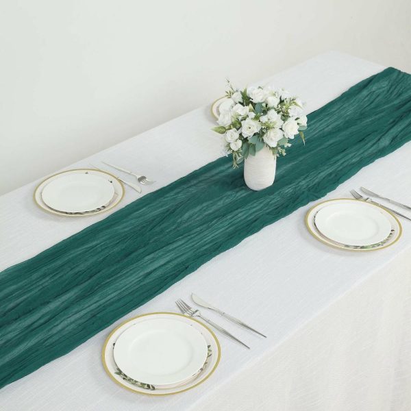 Chiffon & Cheesecloth Runners |  10ft Peacock Teal Gauze Cheesecloth Boho Table Runner