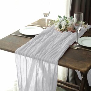 Chiffon & Cheesecloth Runners |  10ft Silver Gauze Cheesecloth Boho Table Runner