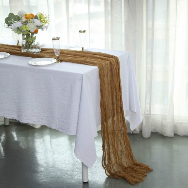 Chiffon & Cheesecloth Runners |  10ft Taupe Gauze Cheesecloth Boho Table Runner