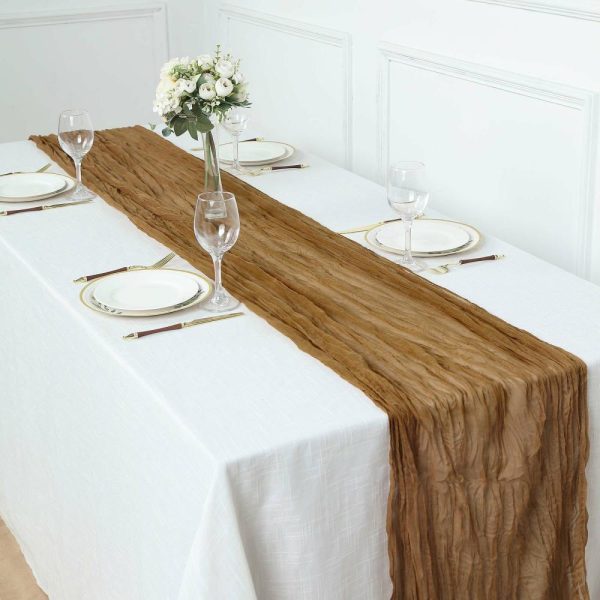 Chiffon & Cheesecloth Runners |  10ft Taupe Gauze Cheesecloth Boho Table Runner