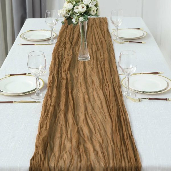 Chiffon & Cheesecloth Runners |  10ft Taupe Gauze Cheesecloth Boho Table Runner