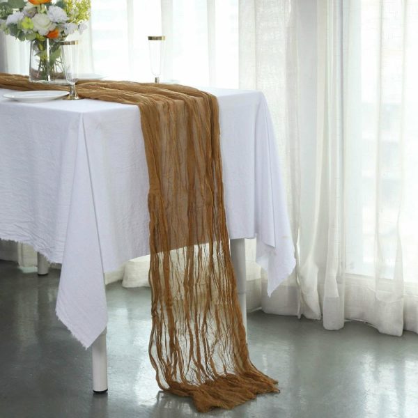 Chiffon & Cheesecloth Runners |  10ft Taupe Gauze Cheesecloth Boho Table Runner