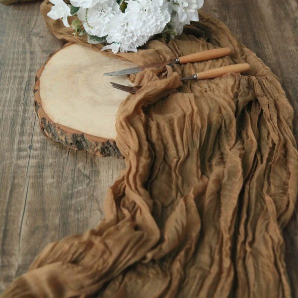 Chiffon & Cheesecloth Runners |  10ft Taupe Gauze Cheesecloth Boho Table Runner