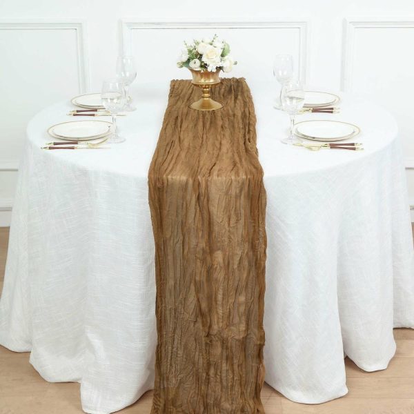 Chiffon & Cheesecloth Runners |  10ft Taupe Gauze Cheesecloth Boho Table Runner