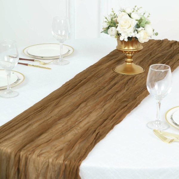 Chiffon & Cheesecloth Runners |  10ft Taupe Gauze Cheesecloth Boho Table Runner