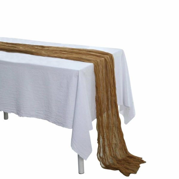 Chiffon & Cheesecloth Runners |  10ft Taupe Gauze Cheesecloth Boho Table Runner