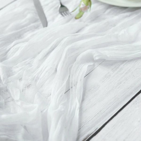 Chiffon & Cheesecloth Runners |  10ft White Gauze Cheesecloth Boho Table Runner