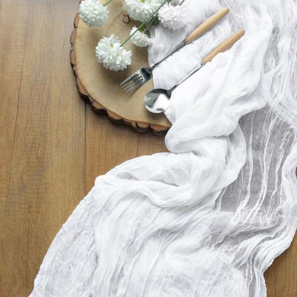 Chiffon & Cheesecloth Runners |  10ft White Gauze Cheesecloth Boho Table Runner