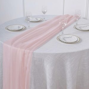 Chiffon & Cheesecloth Runners |  6ft Blush Premium Chiffon Table Runner