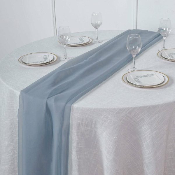 Chiffon & Cheesecloth Runners |  6ft Dusty Blue Premium Chiffon Table Runner