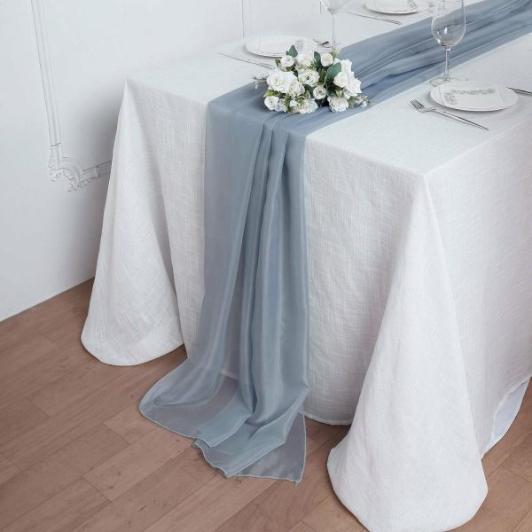 Chiffon & Cheesecloth Runners |  6ft Dusty Blue Premium Chiffon Table Runner