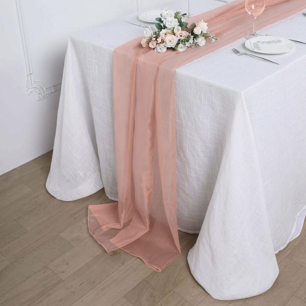 Chiffon & Cheesecloth Runners |  6ft Dusty Rose Premium Chiffon Table Runner