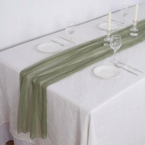 Chiffon & Cheesecloth Runners |  6ft Dusty Sage Green Premium Chiffon Table Runner